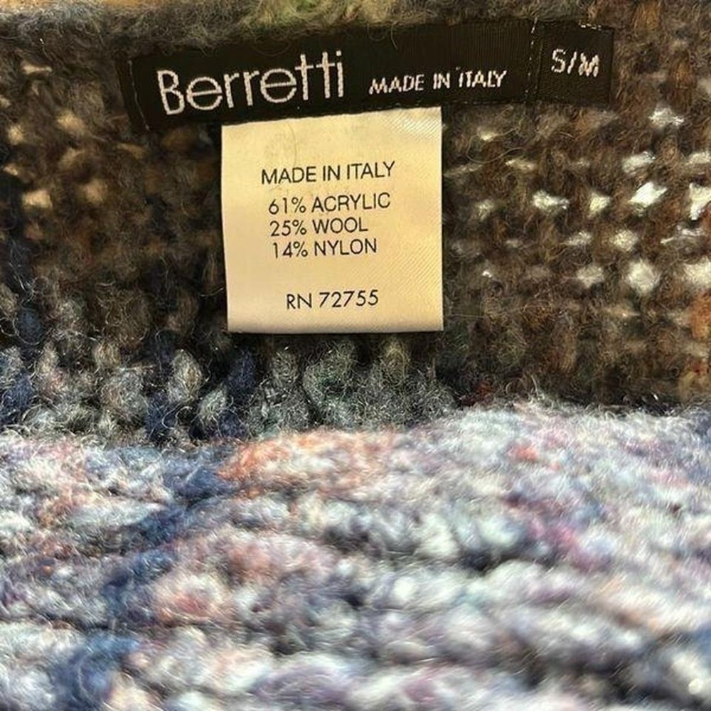 Berretti Sweater Womens S/M Blue Brown Knit Made In Italy‎ Excellent Dolman Boho - Picture 5 of 5